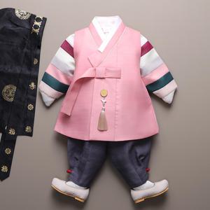 [꼬까한복] 은설쾌자 핑크 아동 남아한복 백일 돌