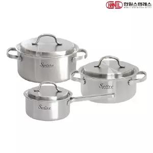 [한일STS] 스플릿 통5중 인덕션가능 스텐레스 냄비세트 3종C(편16+양18+20)