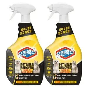 유한락스 펫메스 리무버 강아지 고양이 탈취제 냄새 및 얼룩 제거 750ml x 2개