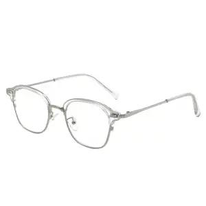 [하프클럽/]사각 투톤 메탈 안경테 반투명 반뿔테