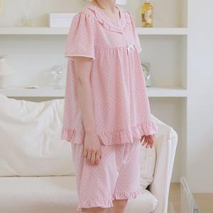 국내생산 여성 모달 파자마 상하의 세트 여름 잠옷 프릴 레이스 리본 홈웨어 데일리 실내복