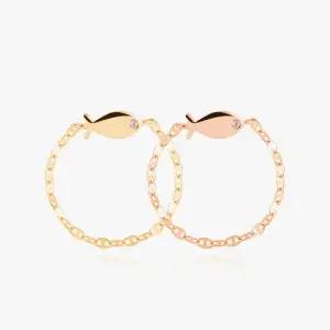 14K 비바 체인 물고기 체인 금 반지