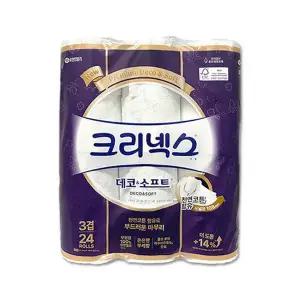 크리넥스 화장지 데코&소프트 3겹 두루마리휴지 35m 24롤 x 1팩