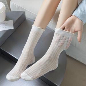 여성레이스양말 6켤레세트 시스루 프릴중목 예쁜 여름양말 3color