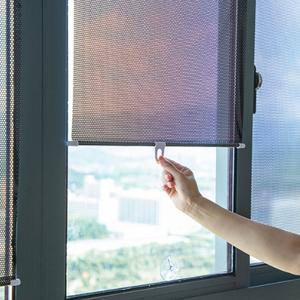 무타공 롤링 암막 블라인드 창문 햇빛차단 거실 자동차 커튼 도트블랙 실버