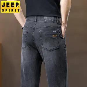 JEEP SPIRIT 남성 봄 여름 청바지 중년 남성 빅사이즈 스트레이트 탄성 청바지