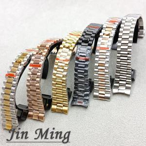 20mm 와이드 실버 로즈 골드 블랙 904L 솔리드 스테인레스 스틸 스트랩 닦았 광택 굴 시계줄 접는 버클 슬