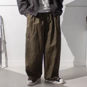 와이드 카고 밴딩 치노 팬츠 / 벌룬 핏 2way 발목 스트링 건빵 면 바지
