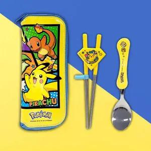 [홈앤키즈]포켓몬스터 웨이브 스푼스텐젓가락케이스세트 코믹아트 유아 어린이 수저세트 교정젓가락 2단계