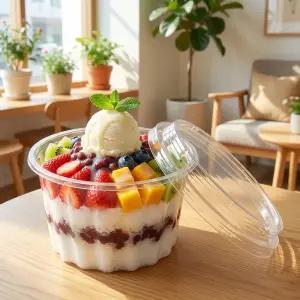 [국내생산] 빙수용기 샐러드용기 KP520 뚜껑포함 100개입 450ml