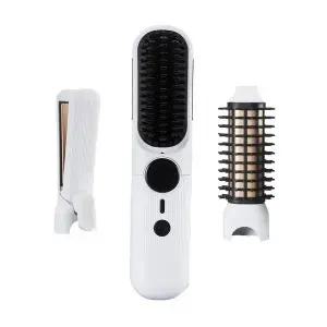 [휴브론]무선 3in1 고데기 기내반입 미니 판 매직기 아이롱 앞머리 뿌리 볼륨 스타일링 휴대용 여행용