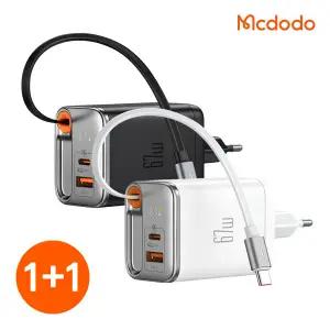 [1+1] 맥도도 GaN 67W C타입 케이블 일체형 초고속 2포트 멀티충전기 CH645