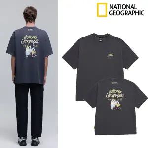 [롯데백화점]내셔널지오그래픽 남여공용 리젠아스킨 그래픽 세미오버 반팔 티셔츠 N252UTS081