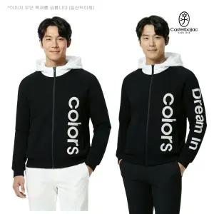 까스텔바작 골프 남성 간절기 우븐 후드 풀집업 레터링 니트 가디건 BGESS...