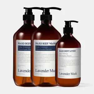 워시SET 나드 향좋은 바디워시 라벤더머스크향 1L 2개 + 바디로션 500ml 1개 202931