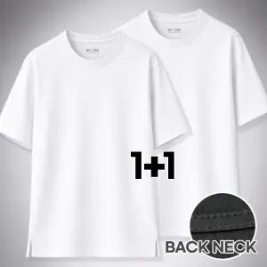 1플러스1 프리미엄 컴팩트 코튼의 옆트임 롱기장 레이어드 워싱 면 반팔티 M~3XL