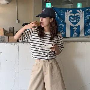 [메이블루]마틸다 스트라이프 반팔티