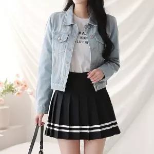 [올리비에스클로젯]유니크 워싱 크롭 데님 자켓 O2308JK078C_P372060216