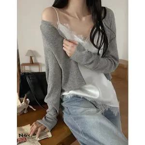 [공구우먼] [제작] [살안타템] 올썸머 여리핏 린넨 니트 가디건 87001 빅사이즈 여성의류