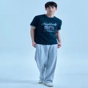1+1 PHG2PT1759 남성) 백메쉬 턱 와이드 스웨트 팬츠