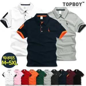 [탑보이][탑보이] 빅사이즈 기린 자수 반팔카라티 (MD130)