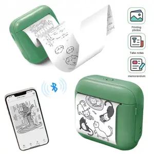58mm 미니 휴대용 프린터 무잉크 블루투스 열전사 사진 라벨 저널 노트 메모 리스트 태그 스티커 인쇄기