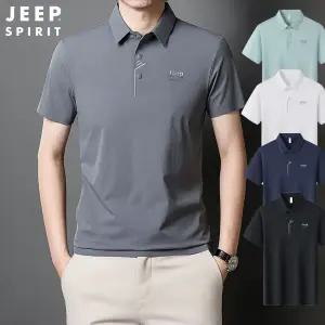 JEEP SPIRIT 남성 여름 아이스 실크 폴로셔츠 반팔 비즈니스 칼라티 속건 통기성