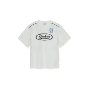 MLB키즈반팔티 NQK 7ATSB1653-50WHS 베이직 아웃도어 배색 라운드 로고 티셔츠 뉴욕양키스