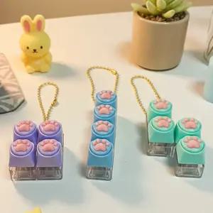 키캡 키링 키보드 딸깍이 젤리캣 가방 클릭커 클리커 키홀더 4구 청축 스트레스 해소 투명