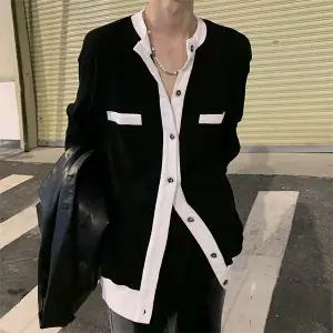 가디건 카디건 봄 가을 남자 남성 블랙 화이트 니트 루즈핏 스타일 캐주얼 패션 대학풍 리틀 프래그런스 윈