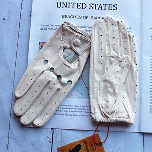 여성용 드라이빙 가죽 장갑 싱글 레이어 안감 없는 얇은 할로우 스타일 야외 사이클링 무료