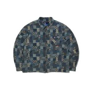 매장정품 PENFIELD 워시드 패턴 집업 셔츠 인디고_FS1WJ08U