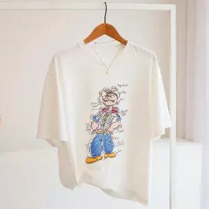 [잇수다] 보빠이 캐릭터 프린팅 루즈핏 라운드 반팔 티셔츠
