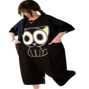 라운드넥 여름 반팔 순면 우주복 점프수트 원피스잠옷 파자마 고급형 내구성 강화 튼튼한