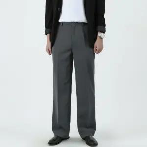 [프랭키뉴욕]남자 슬랙스 와이드 고밀도 링클프리 스판 빅사이즈 정장바지 세미와이드 그레이 네이비 검정_