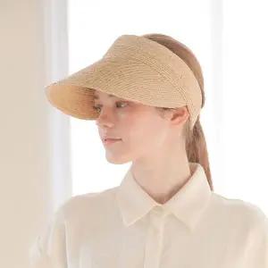 [썬글레이드]라피아햇 솔레 썬바이저 여성 자외선차단 여름모자 내추럴 베이지
