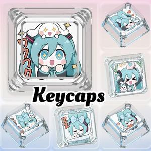 애니메이션 하츠네 미쿠 인형 키캡 크로스 기계식 키보드 적합 맞춤형 만화 투명