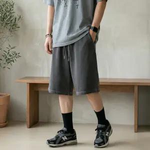 [쿼터]남자 7부 밴딩 와이드 반바지 피그먼트 워싱 버뮤다팬츠