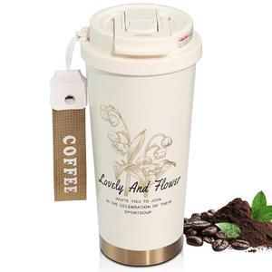 316 스테인리스 커피 텀블러 17.9온스 누수방지 이중 음용구 재사용 단열 머그