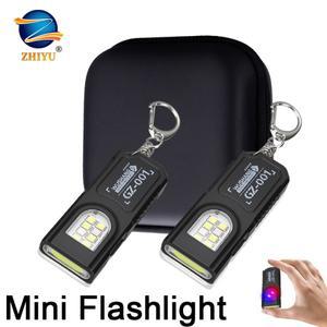 미니 소형 COB LED 키체인 손전등 USB 충전식 걸이형 작업등 방수 키링 캠핑 산책용 포켓 램프