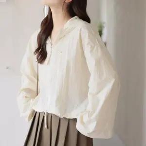 크롭 바람막이 루즈핏 아노락 간절기 바람막이 점퍼 스트링 캐주얼 아우터 자켓 여름