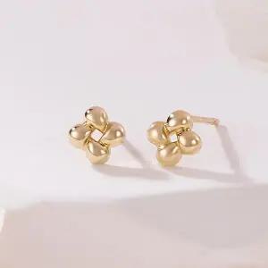 [비앤비골드] 14K/18K 물방울 크로스 플라워 침귀걸이 한쌍 MNE42486