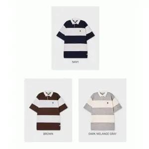 WHOAU 스티브 컬러블럭 카라 반팔티