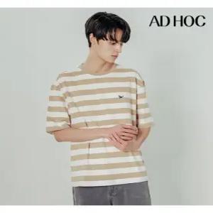[애드호크]남성 스트라이프 오버핏 반팔 티셔츠(HZ3ST10)