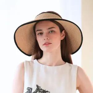 [썬글레이드]라피아햇 마레 썬바이저 여성 자외선차단 여름모자 휴양지모자 내추럴 블랙