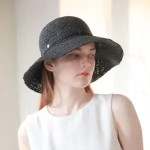 [썬글레이드]라피아햇 팔마 크로쉐 썬햇 여성 자외선차단 여름모자 블랙