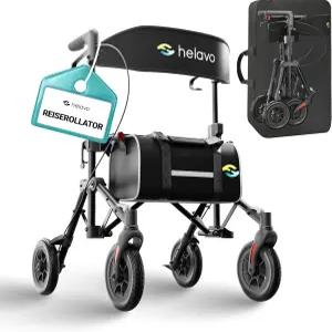 좌석이 있는 시니어용 헬라보 초소형 워커 완전히 조립된 이중 접이식 롤레이터 8인치 고무 휠 및 높이