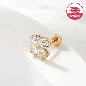 갤러리아 [비앤비골드] 당일발송 14K 하트 큐빅 플라워 피어싱 한쪽 JAE42452