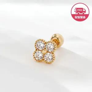 갤러리아 [비앤비골드] 당일발송 14K 큐빅 플라워 그레인 피어싱 한쪽 JAE42451