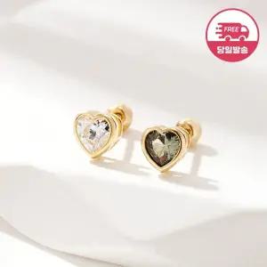 갤러리아 [비앤비골드] 당일발송 14K 뮤트 베젤 4mm 하트 큐빅 피어싱 한쪽 JAE